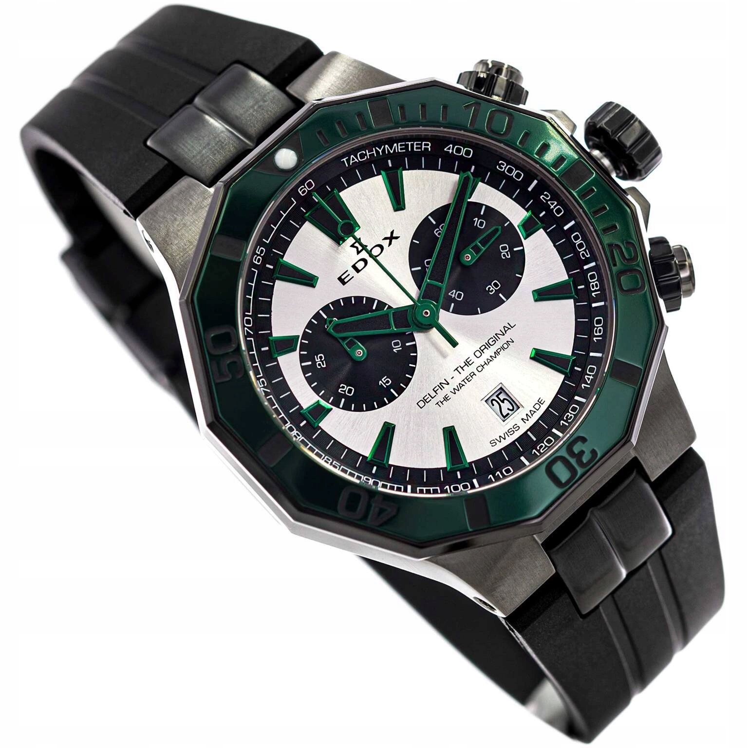 Pánské Hodinky Edox 10112 37GNVCA Anv Delfín Černé Na Řemínku Stopky 200 M