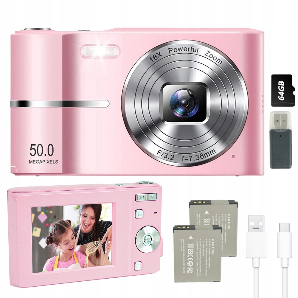 Dětský Digitální Fotoaparát Kamera 4K 64GB 16X Záznam Videa