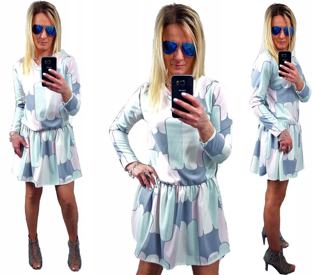 

Sukienka Boho Etno Folk Rozkloszowana Trapezowa B2