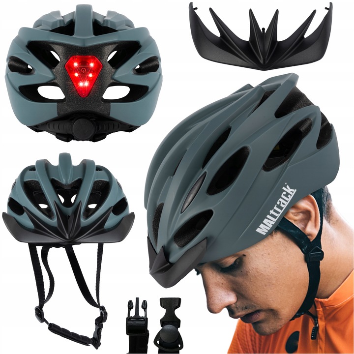 KASK ROWEROWY NA ROWER MĘSKI DAMSKI MTB REGULOWANY WYGODNY 58-61cm ŚWIATŁO