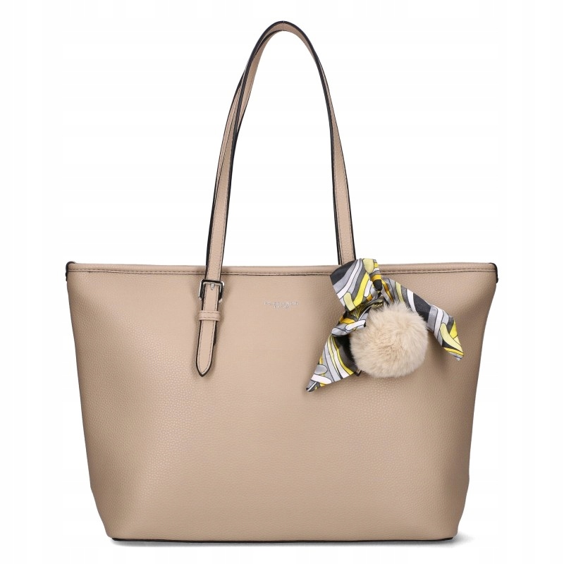 Flora&co Klasická Dámská Kabelka S Bambulí Na Rameno, Béžová Kůže