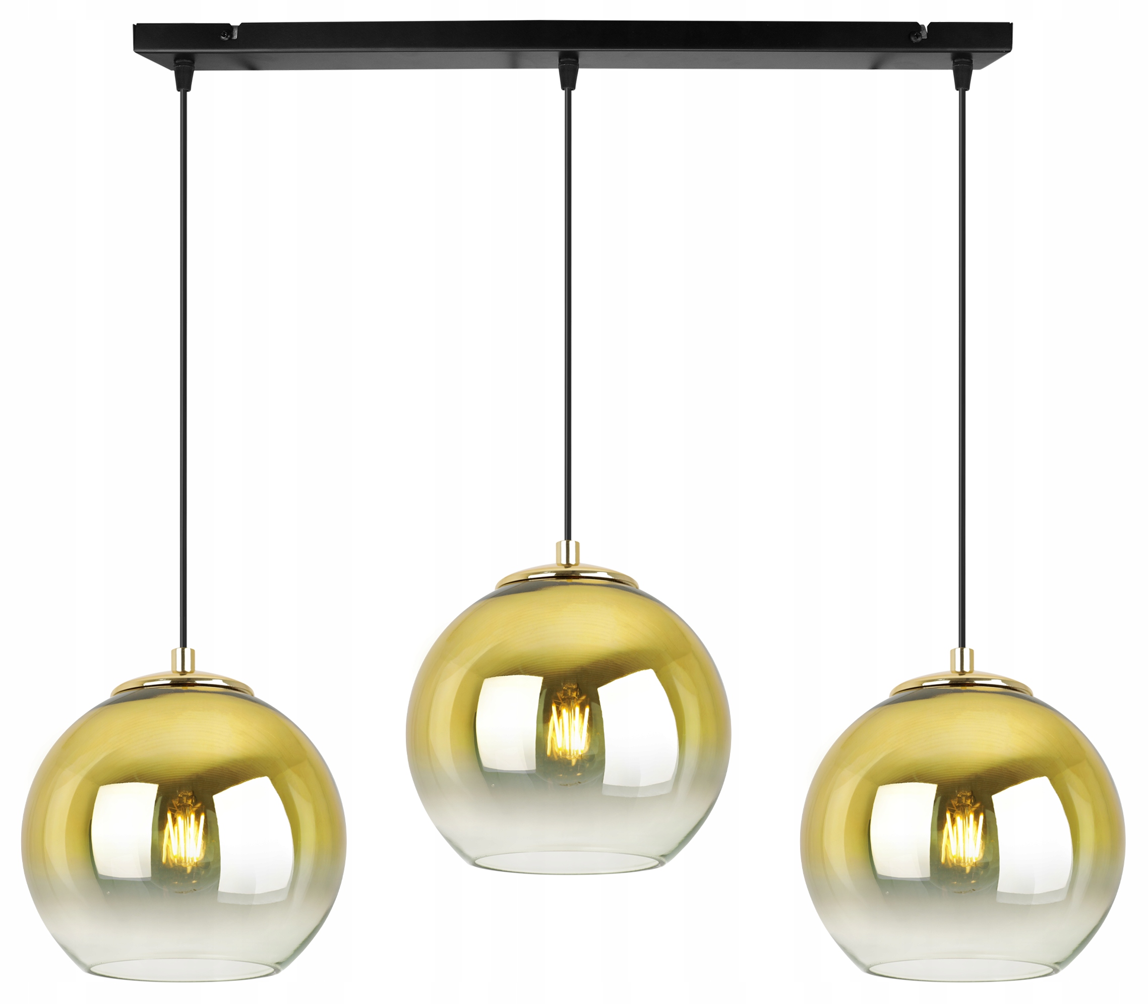 Stropná Lampa Závesná Trojitá Luster Zlaté Sklenené Tienidlo Gule Nad Stôl