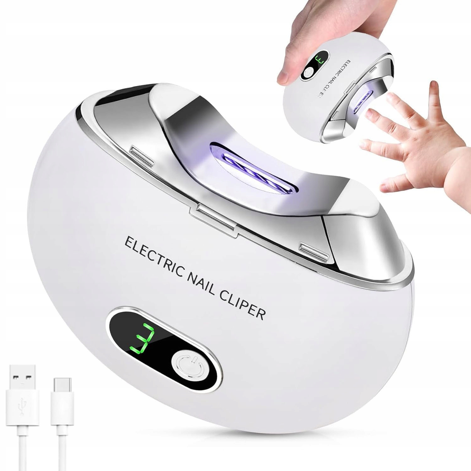 Elektrický odstřihovač nehtů s 3 rychlostmi LCD nabíjení Usb