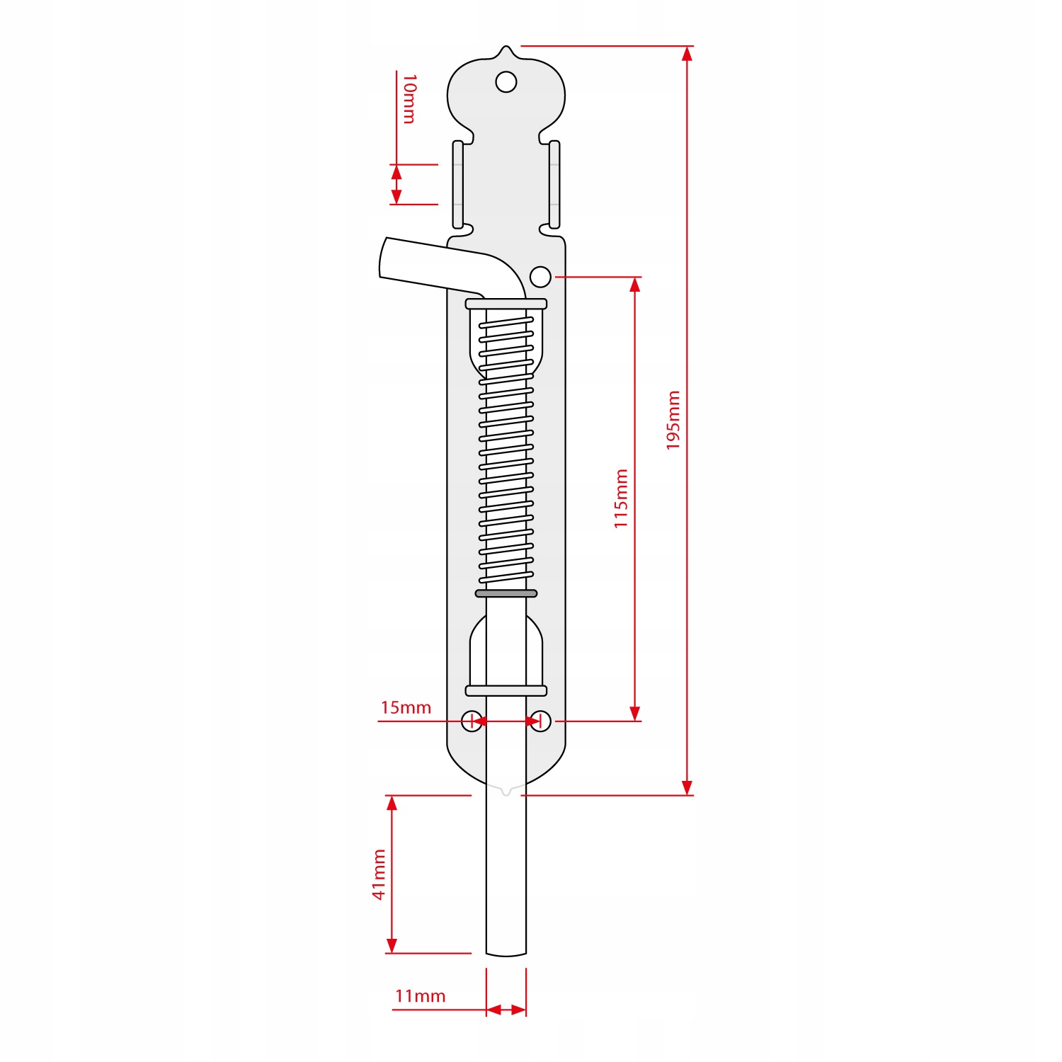 Rygiel ze SPRĘŻYNĄ ZASUWA do bramy BRAMOWA 180 mm Kod producenta 154359