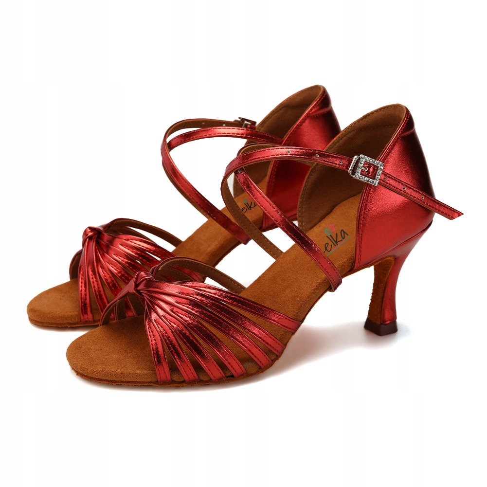 Taneční Lesklé Taneční Boty Red Bordo 7,5 cm