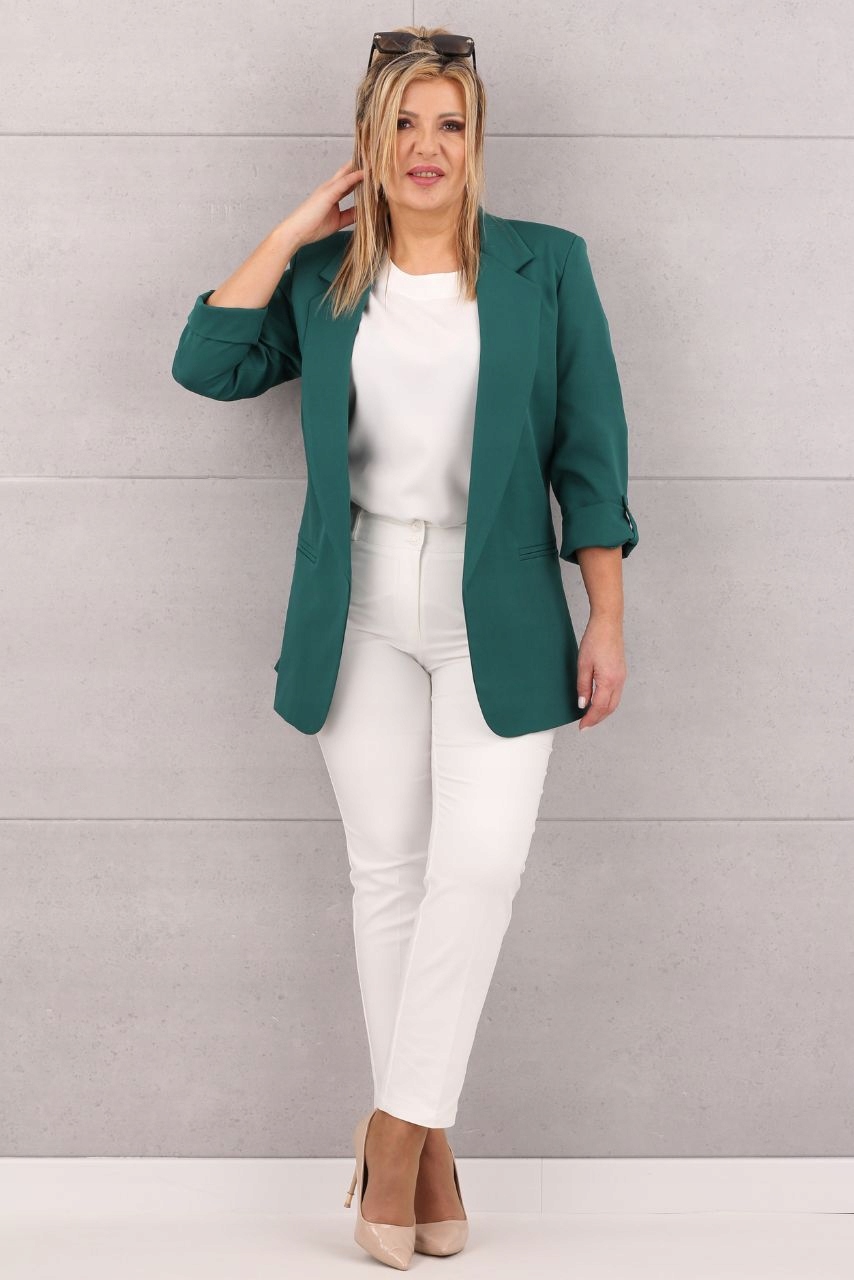 ŻAKIET MARYNARKA DŁUGA ELEGANCKA GŁADKA POLSKI PRODUCENT ROZMIARY Rozmiar 40