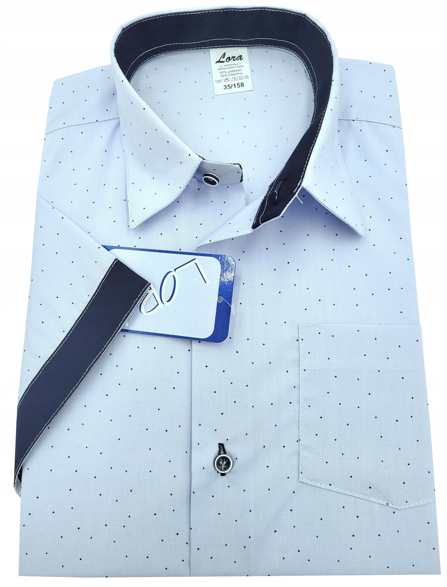 Koszula chłopięca wizytowa błękitna kr rękaw 158