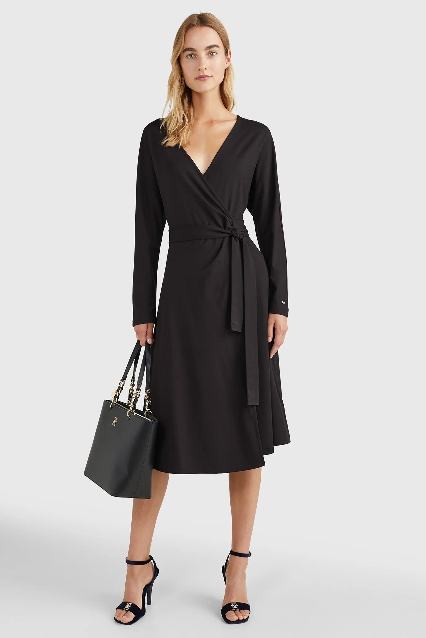 Tommy Hilfiger Černá Šaty Sukně S Páskem MIDI 34 6FA