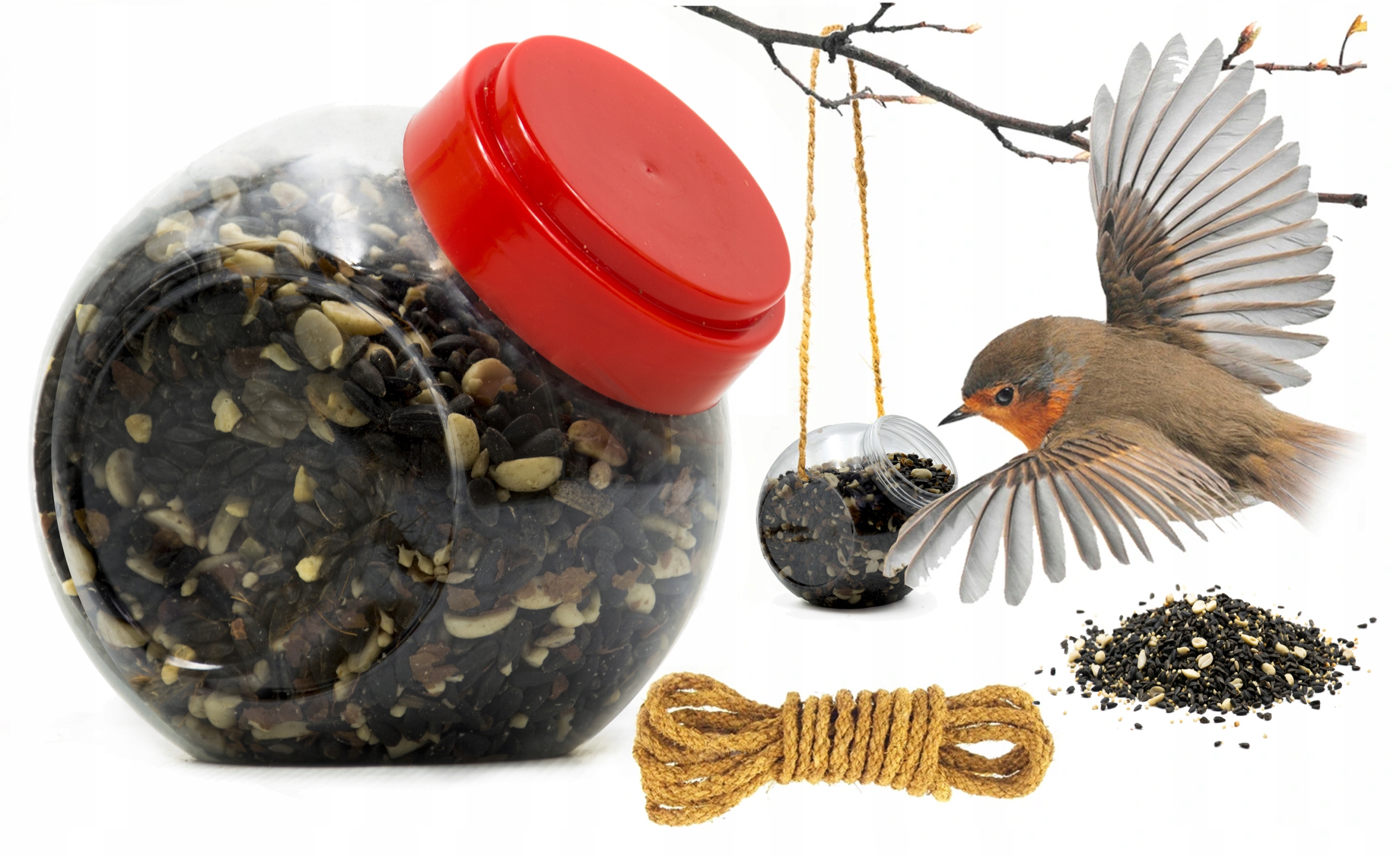 SŁONECZNIK CZARNY MIX ZIARNO DLA PTAKÓW + KARMNIK