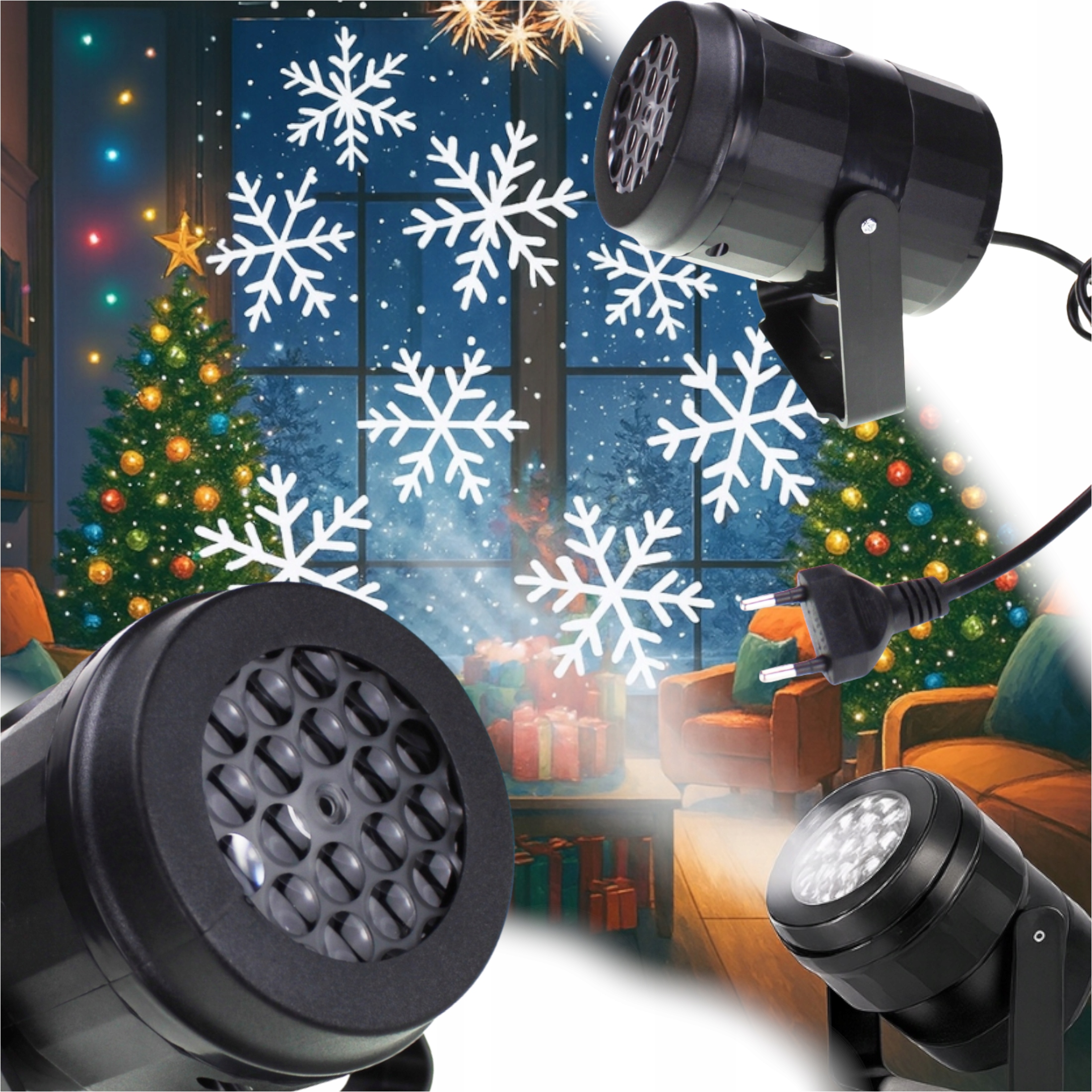 Svítící Laserový Projektor S Motivem Sněhové Vločky Pro Dům A Zahradu 2v1 IP65