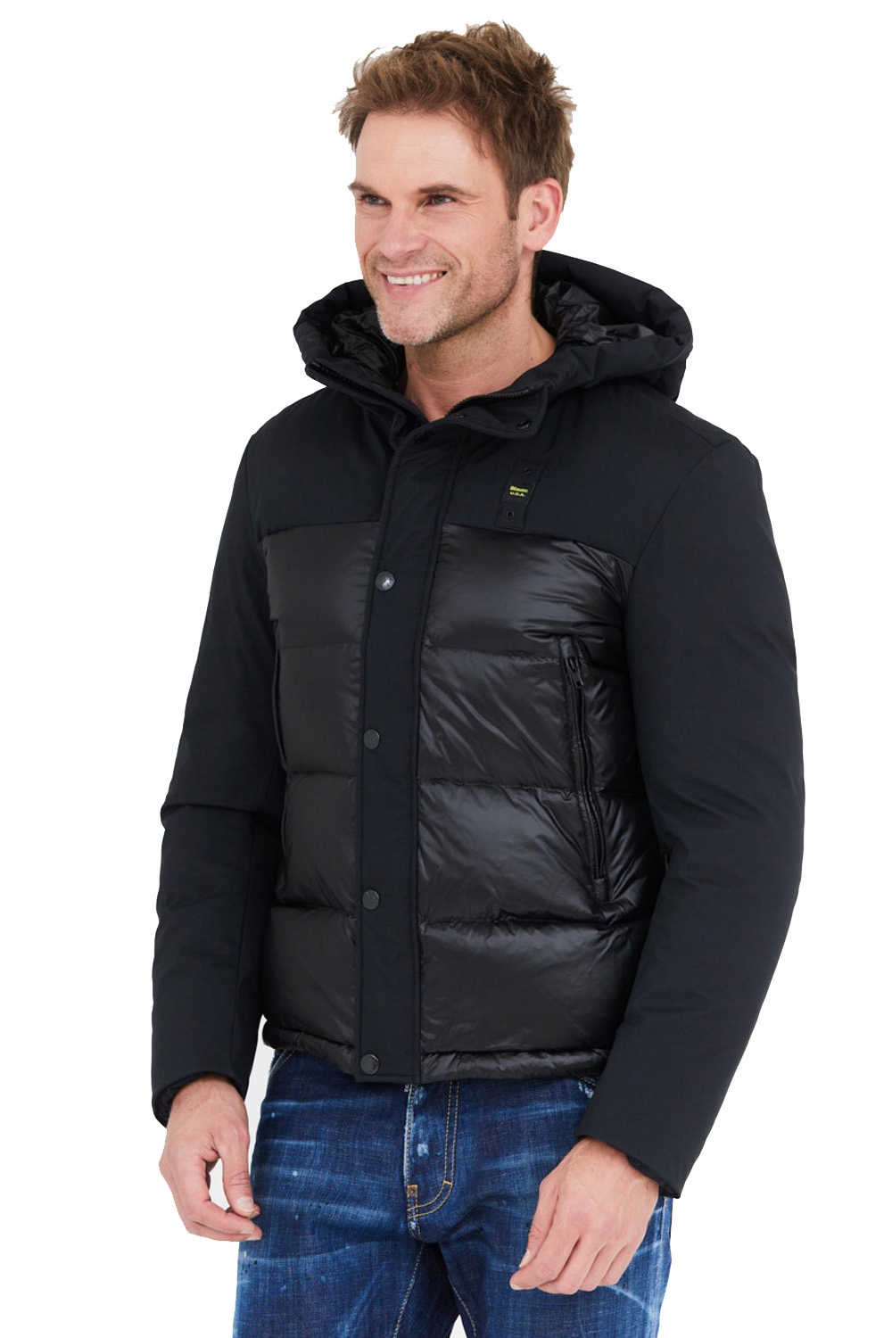 Blauer Černá pánská péřová bunda s kapucí, velikost M