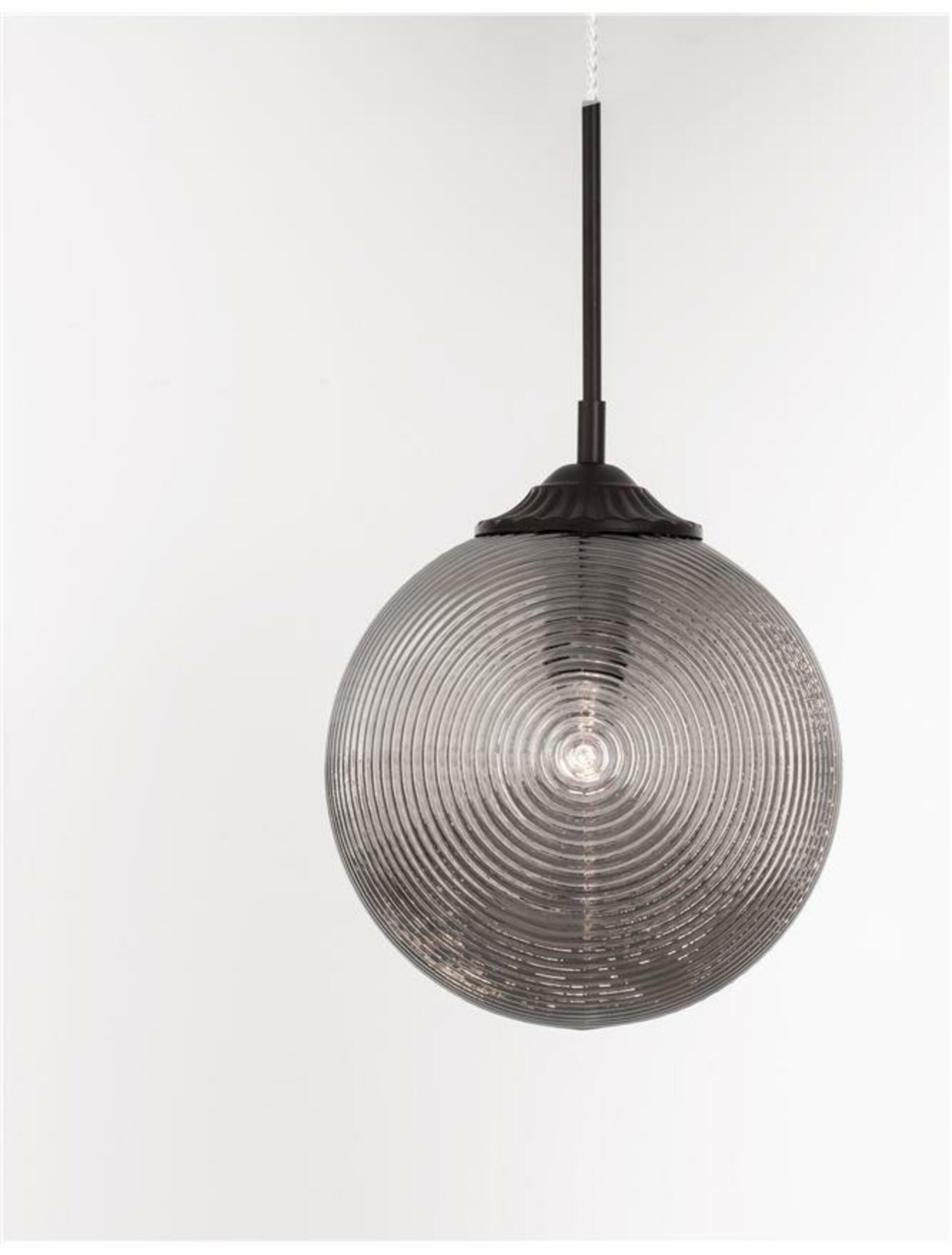 Nova Luce závesné svietidlo Athena dymové šedé sklo matný čierny kov E27 1x1