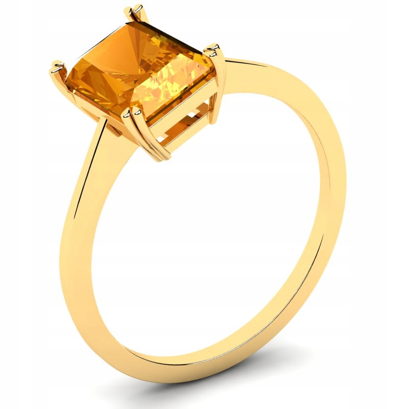 

Pierścionek Złoty Błyszczący Z Cytrynową Cyrkonią