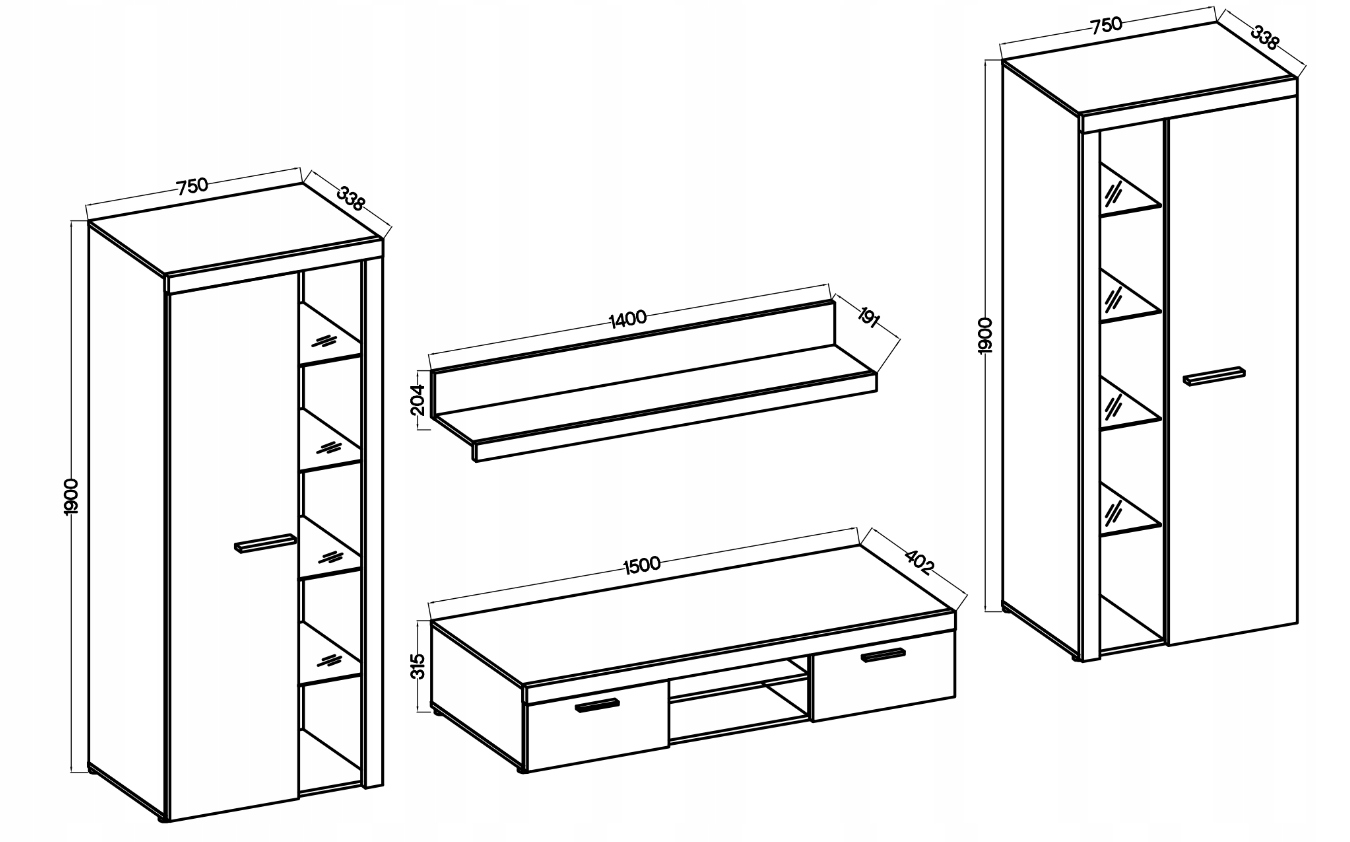 Duża meblościanka do salonu Retro -Old Style. Marka inna