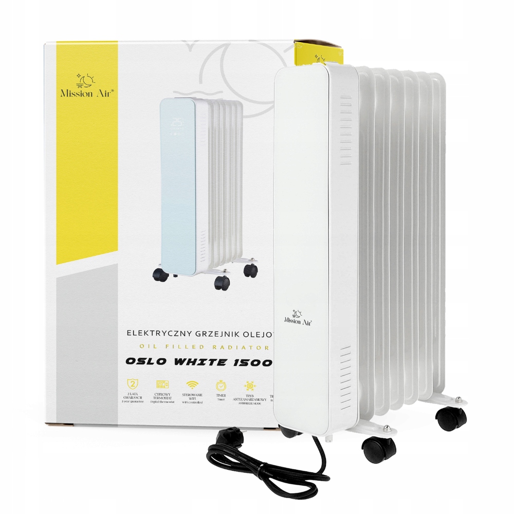 Elektrický olejový ohřívač Oslo Mission Air bílý 1500W bílý Wifi Timer