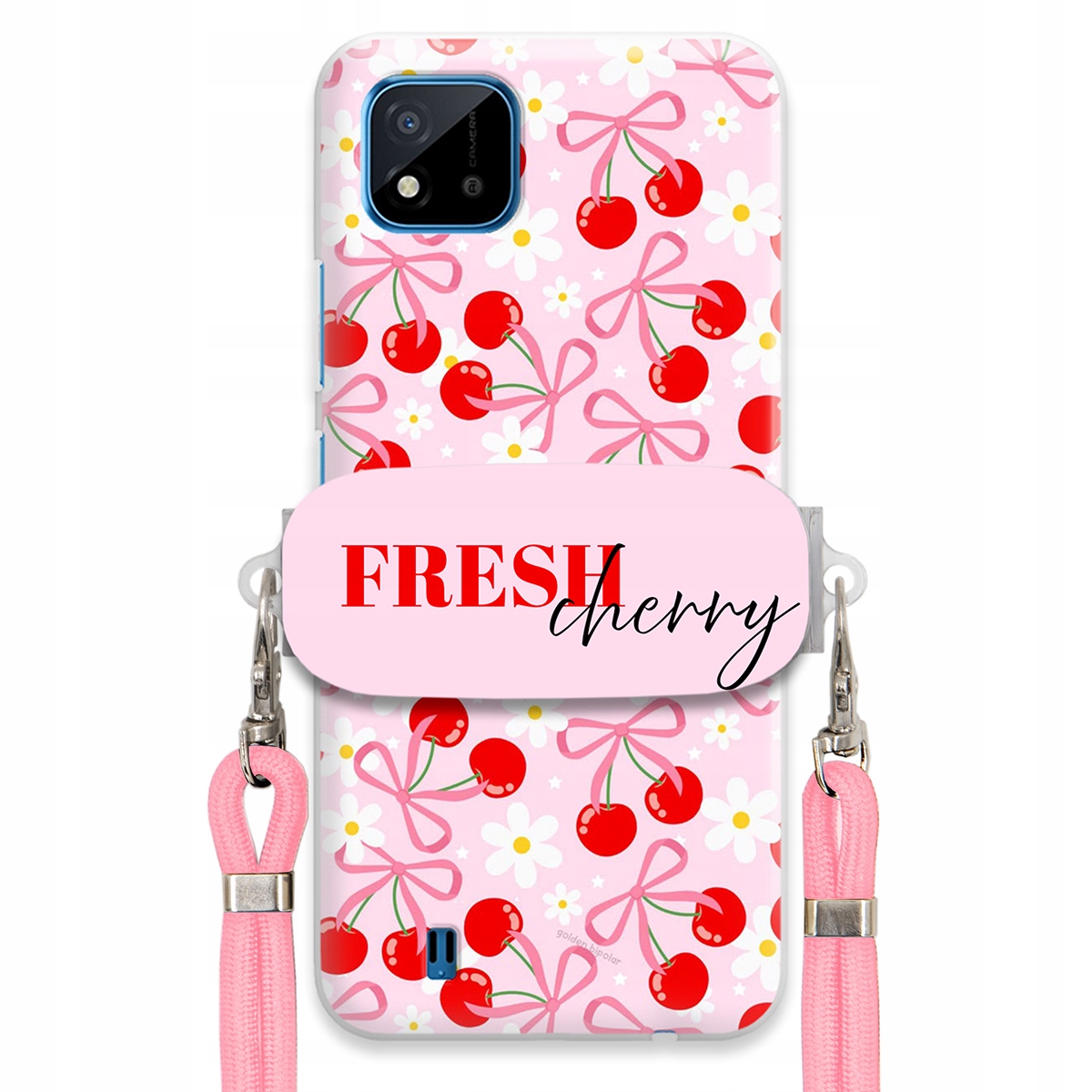 Puzdro pre Realme C11 2021 Case Držiak šnúrok Ružový Fresh Cherry Kokardy