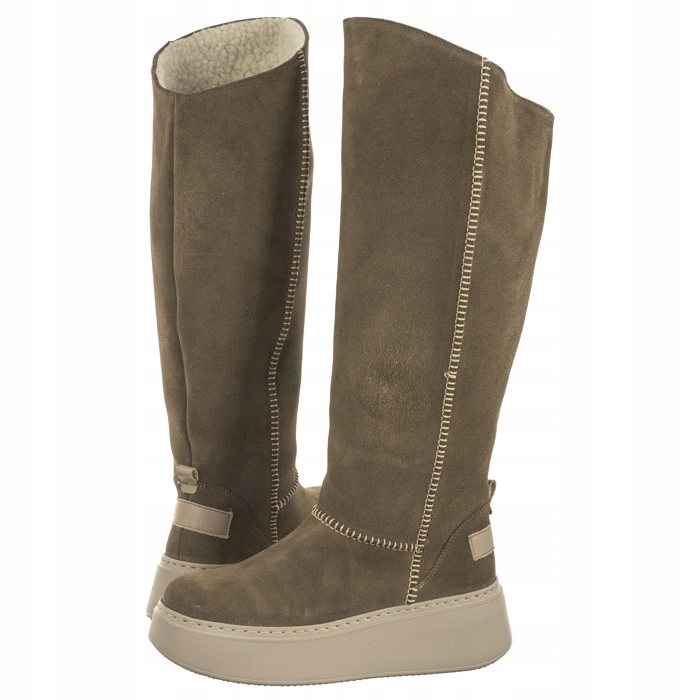 Buty Zimowe Kozaki Damskie Maciejka Oliwkowe 06312