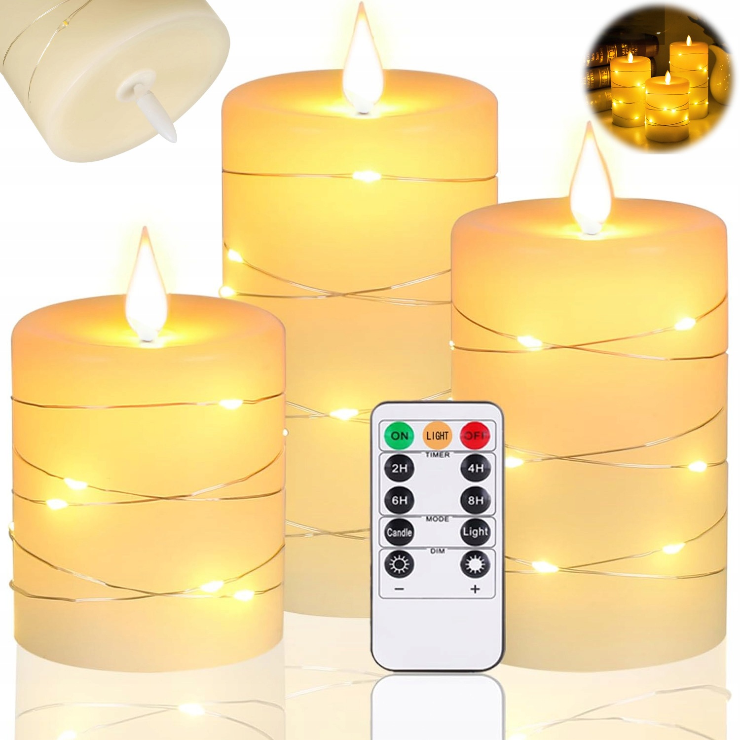 Svíčka Elektrická Svíčka Ozdobná Vložka Do Hřbitovních Svíček Led Sada S Časovačem