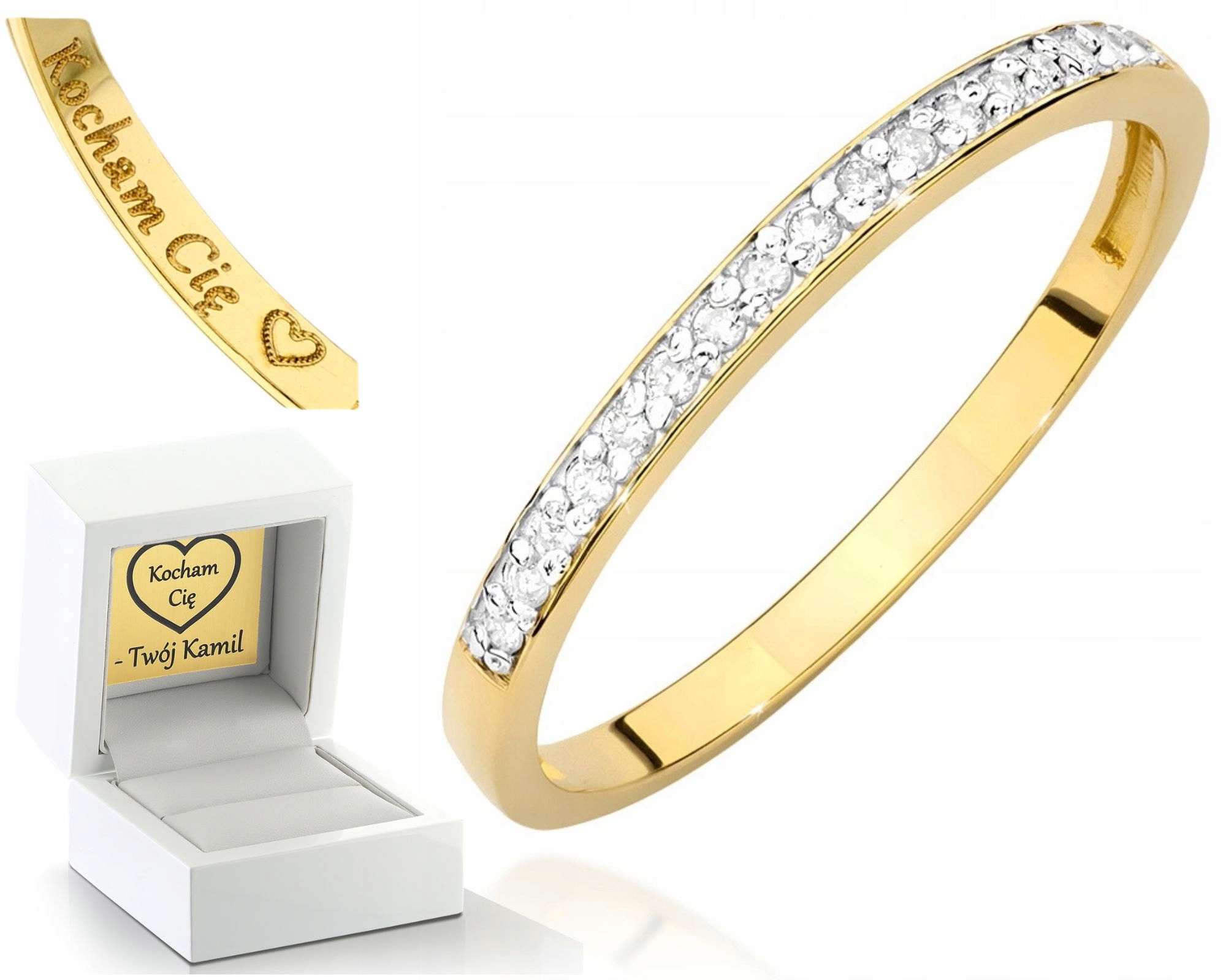 Zlatý Prstýnek S Brilianty Gravírování 0,09 Ct