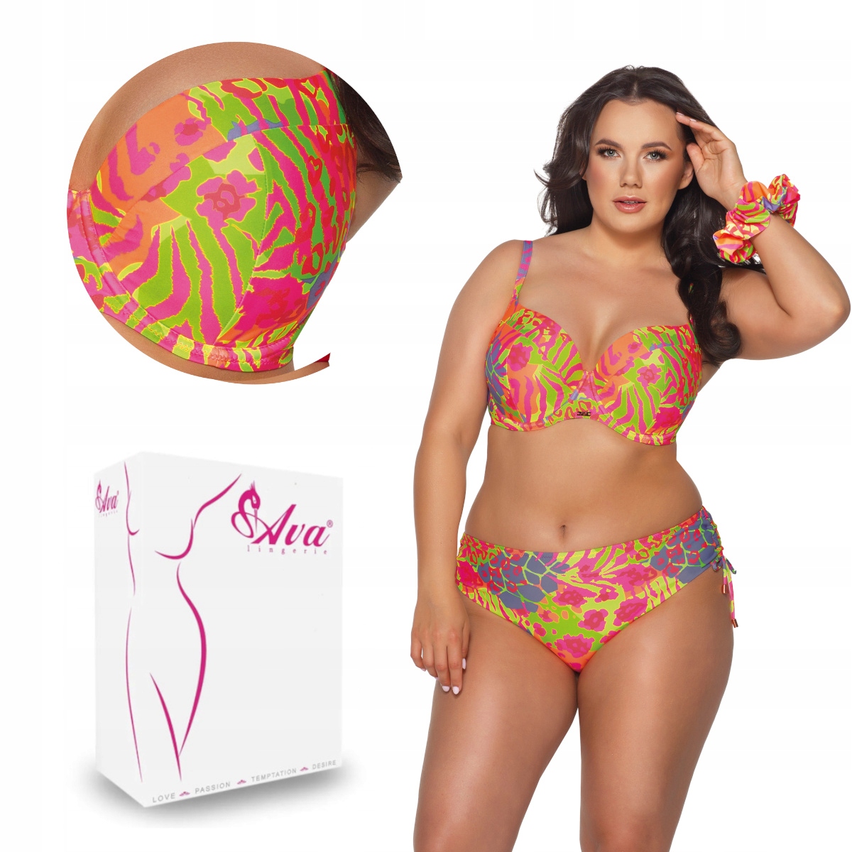 Plavková podprsenka full cup Sk 187 s vyztuženým zvířecím potiskem 90D