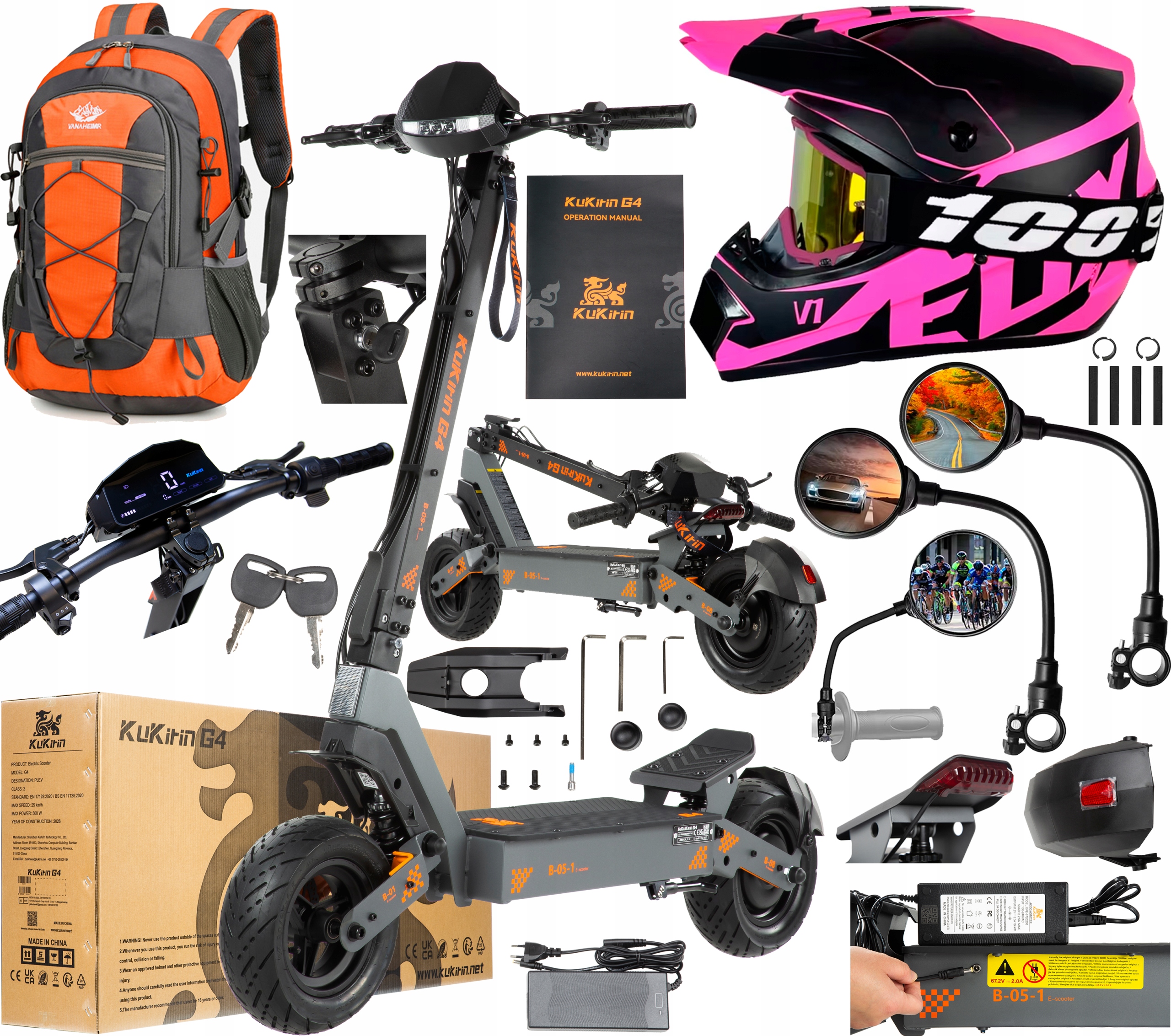 2026 KuKirin G4 Pojazdy elektryczne 2000W 60V 20Ah 70KM/H 75KM 11" +Prezent