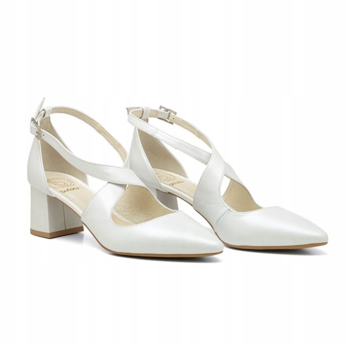 Bílé Perleťové Lodičky Kožené Sandály Butdam 36