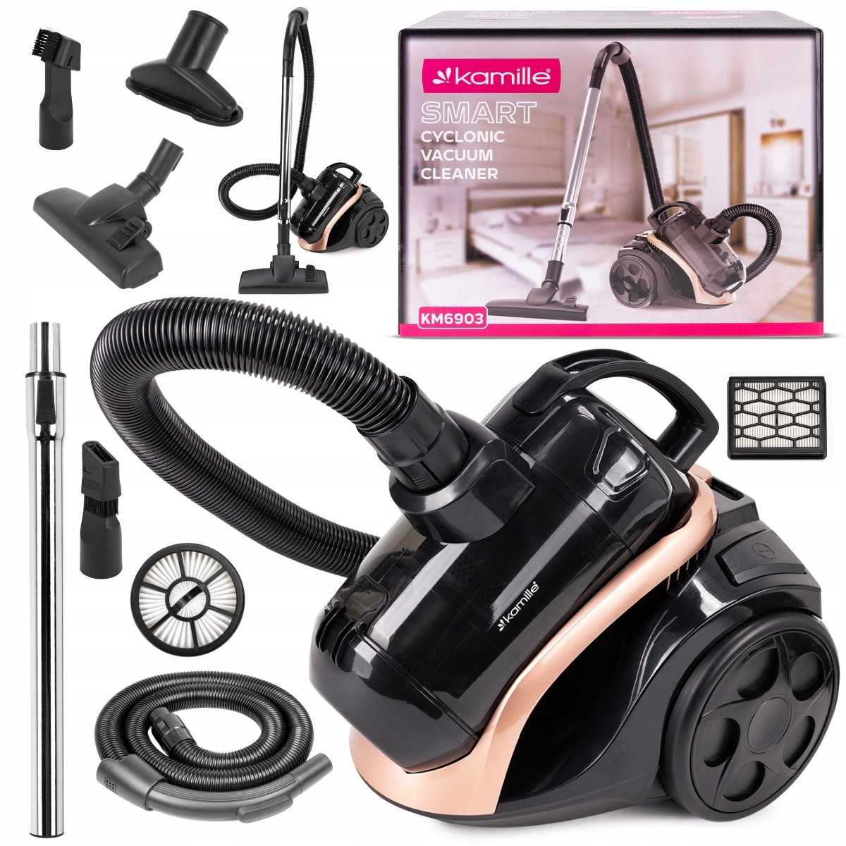 Vysavač Kamille Výkonný 800 W Příslušenství Hepa Filtr