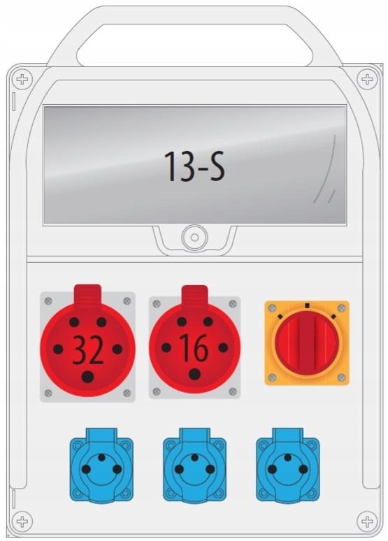 Rozvádzač R-box 380R 1x16A/5P 1x32A/5P 3x230V L-0-P 13S B.18.380-15W