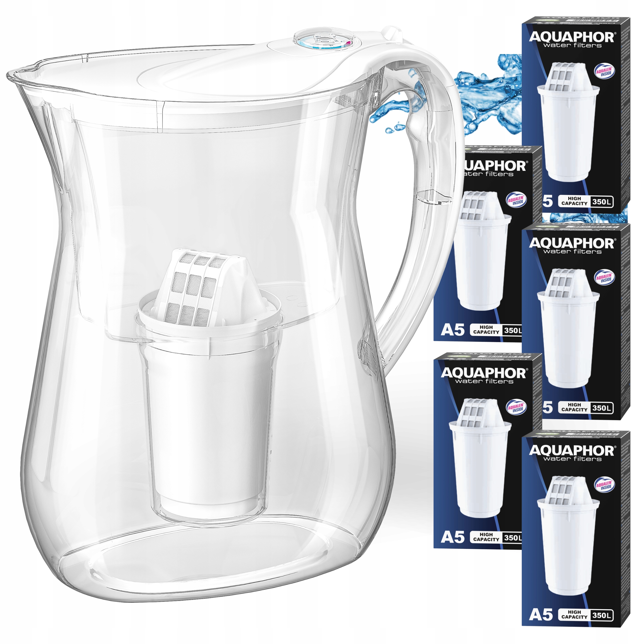 Filtrační konvice na vodu Aquaphor Lyon Bílá 3.8 l, 5 uhlíkových vložek A5