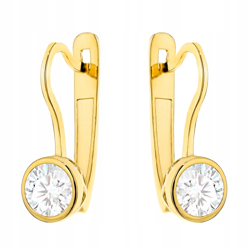 Zlaté Náušnice Dámské anglické pr. 585 Kulaté Zirkony 14k