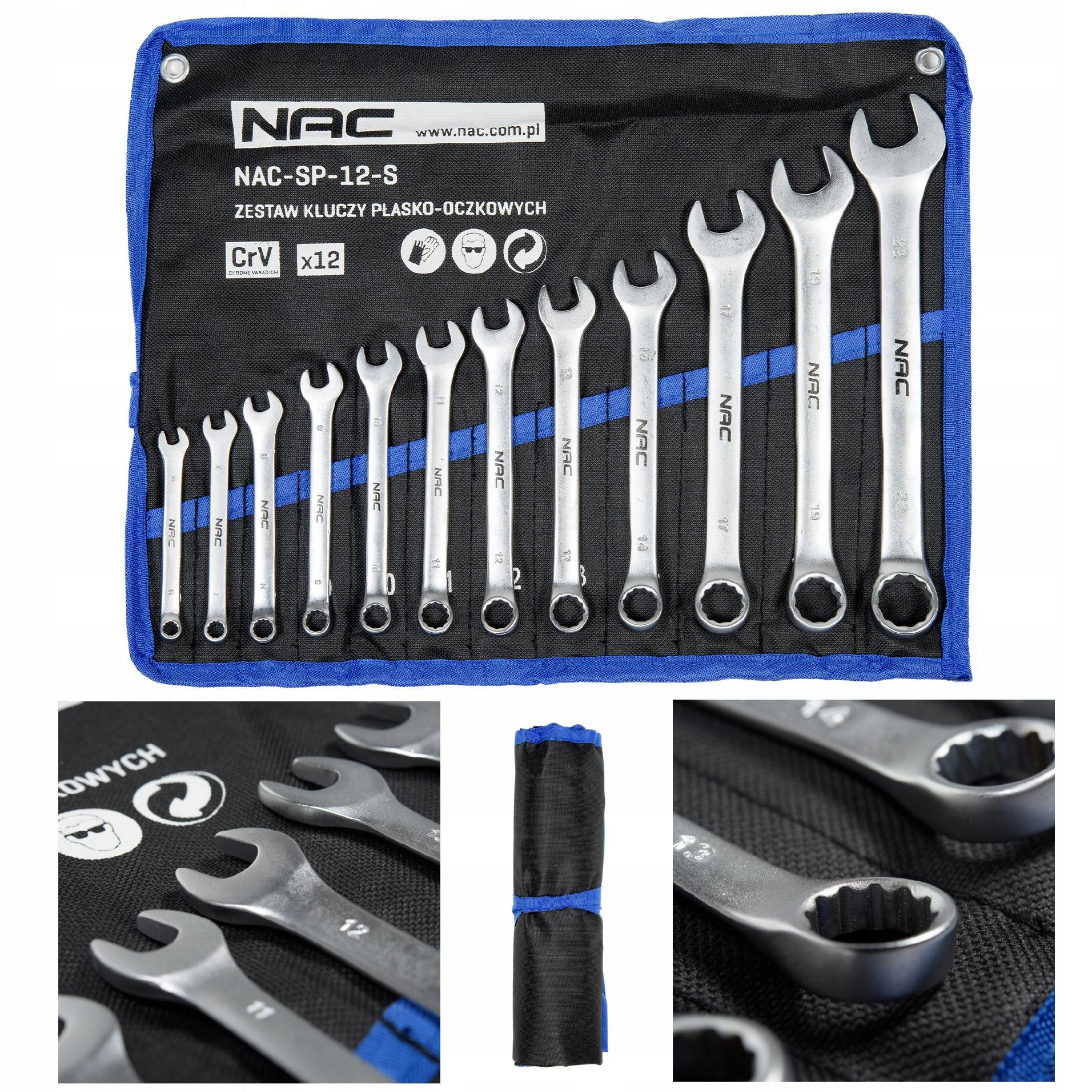 Klucze Płasko-oczkowe Nac 6-22MM 12SZT Etui Zestaw Kluczy Płasko Oczkowych