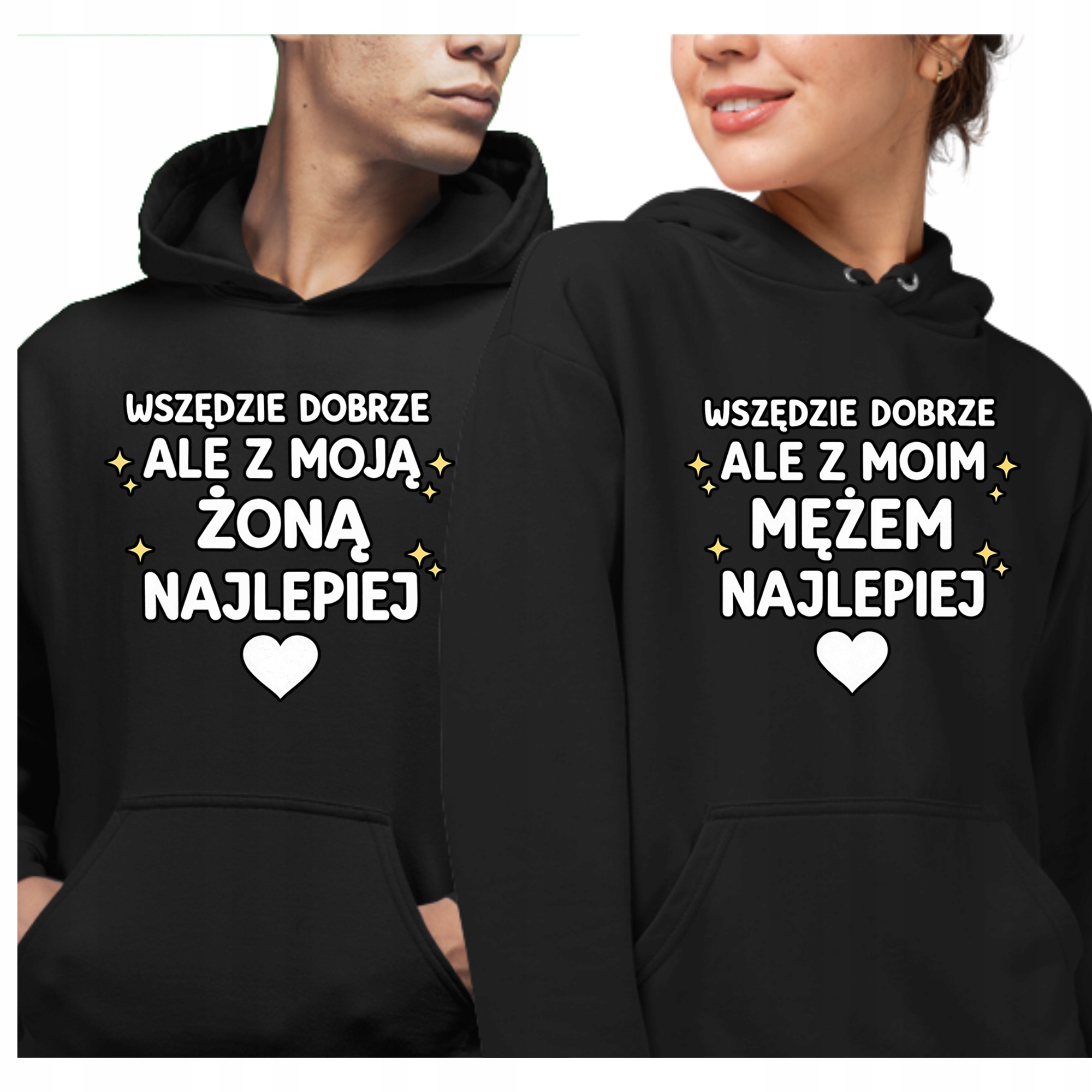 Mikiny pro páry Manžel a manželka Dárek k Valentýnu Sada dvou mikin XL