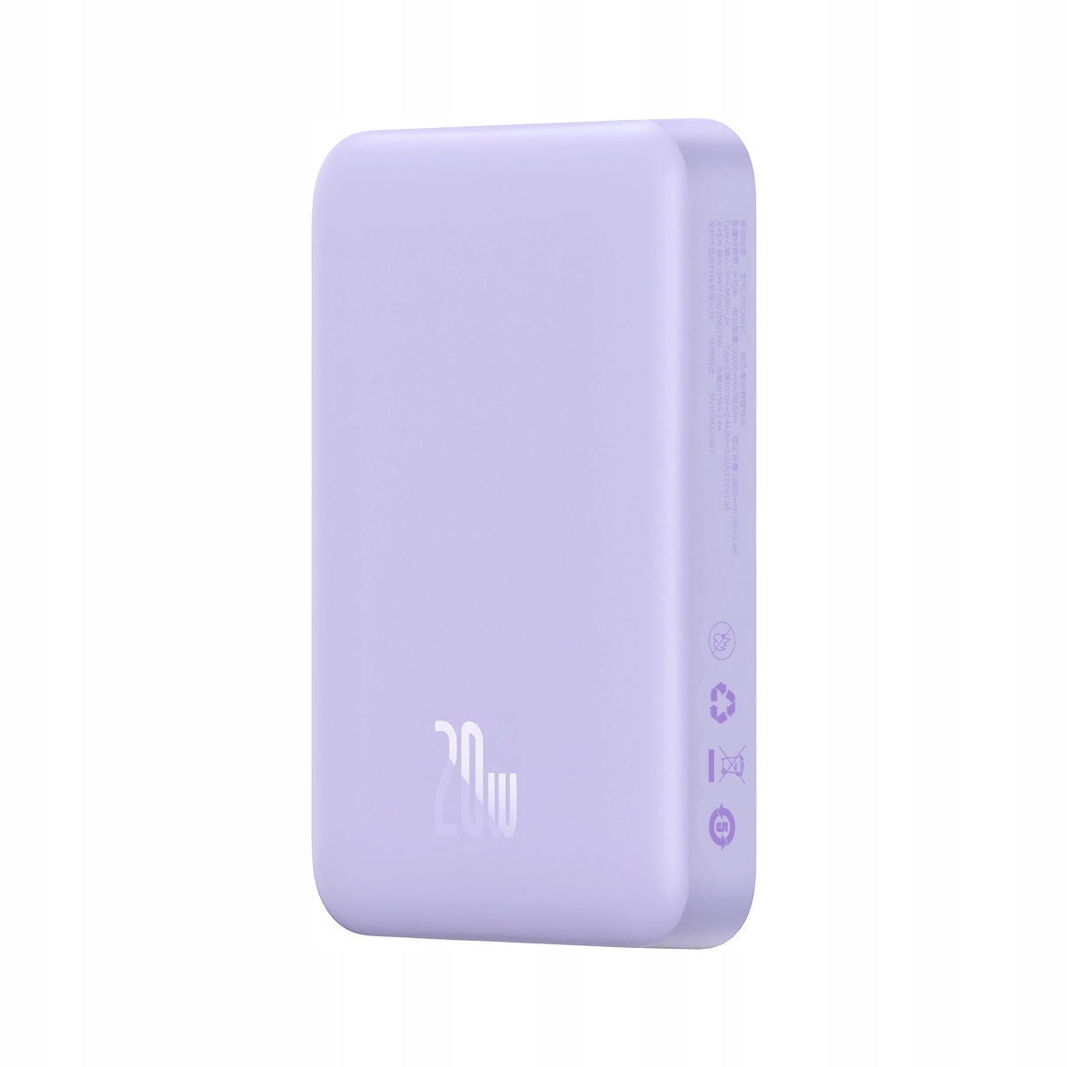 Powerbanka Baseus Magnetic Mini indukční 10000 mAh 20 W fialová kabel