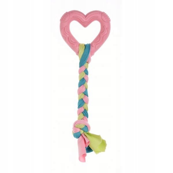 

Gumowa zabawka gryzak dla szczeniaka serduszko róż