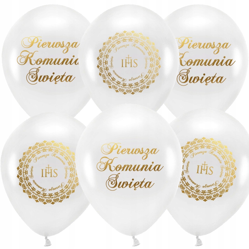 

Zestaw balonów komunijnych Białe Ihs Ornament