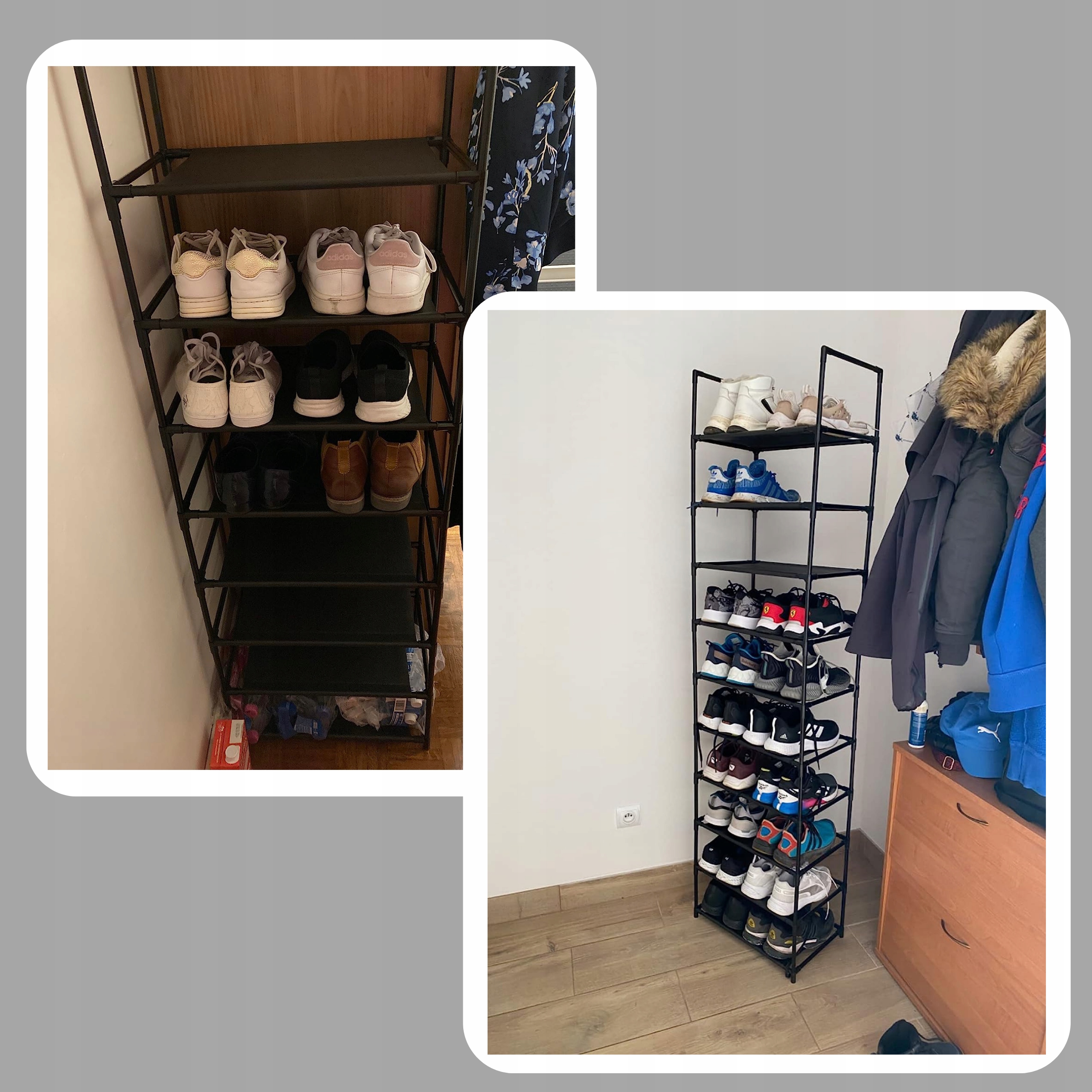 STOJAK NA BUTY 10 POZIOMÓW DOWOLNOŚĆ MONTAŻU PÓŁKA SZAFKA REGAŁ Rodzaj montażu stojący