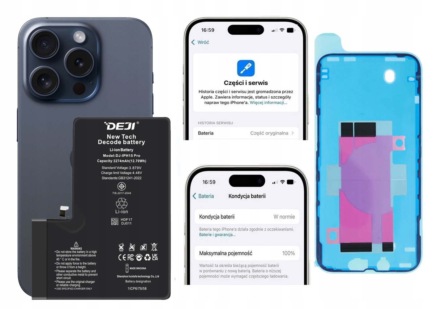 Baterie Deji 3274 mAh pro Apple iPhone 15 Pro Bez Sdělení sada