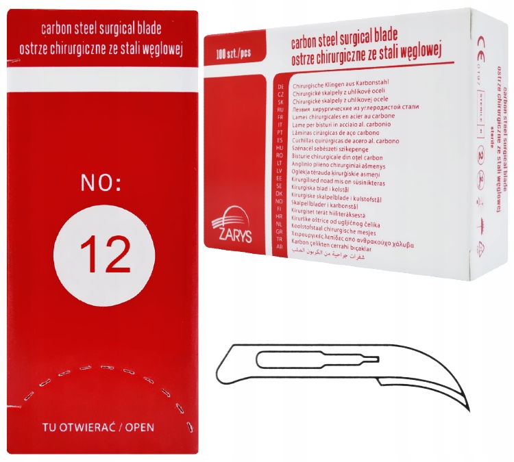 

Ostrza Chirurgiczne Skalpel Nożyki 100 szt Nr 12