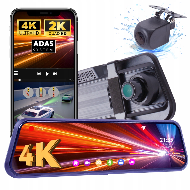 Kamera Do Auta Predná Zadná 4K+2K WiFi Adas Video Automobilový Záznamník
