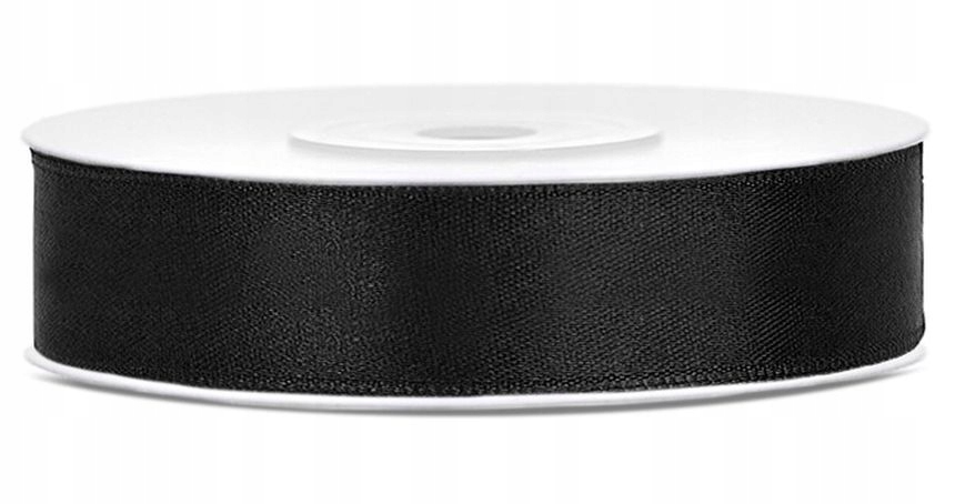 

Tasiemka wstążka satynowa 12mm 25m rolka Czarna