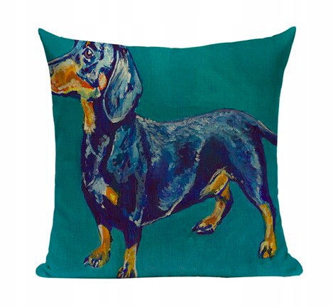 Poszewka na poduszkę 45x45cm Jamnik prezent niebie