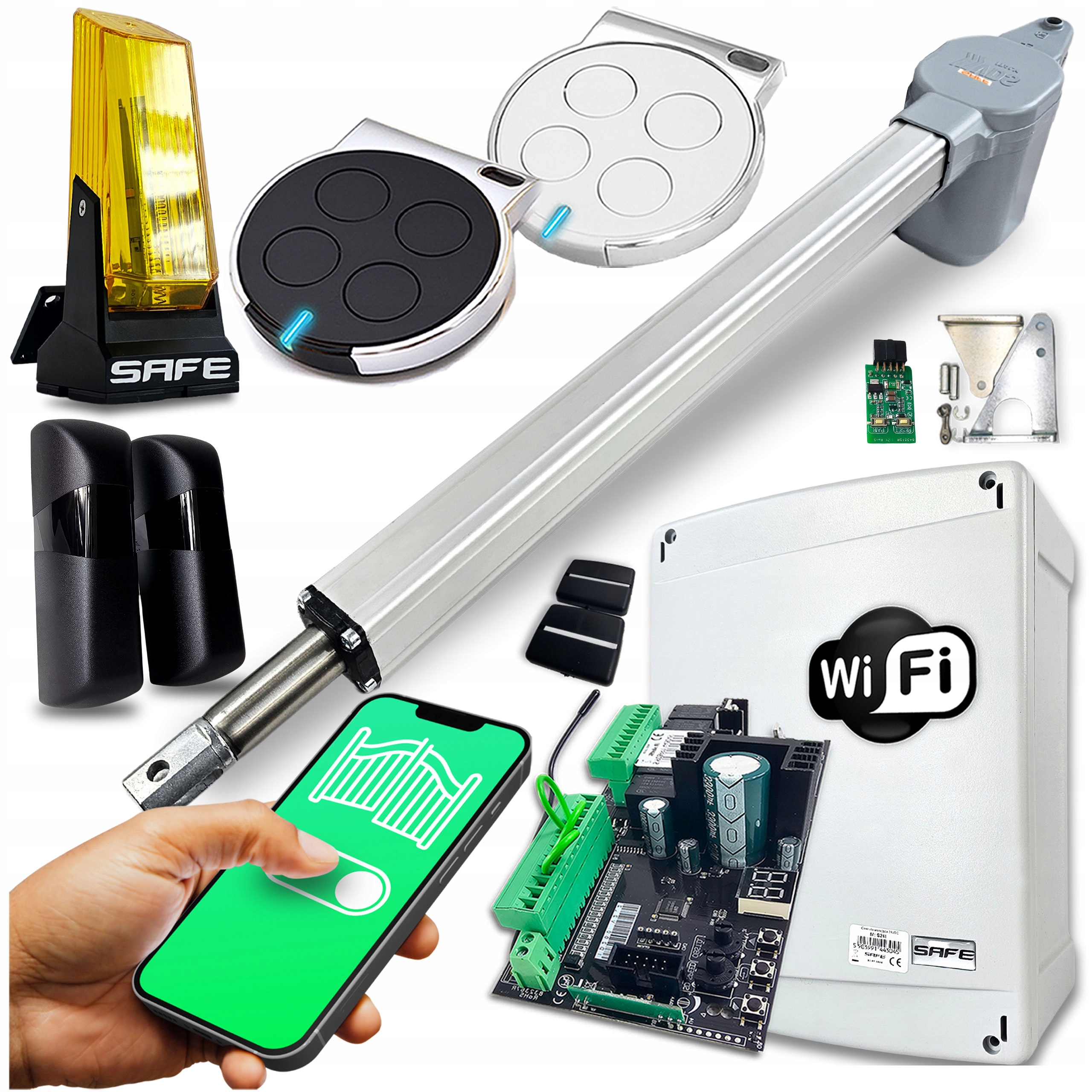 Set Pohon Pre Jednokrídlovú bránu 2,5 m 200 kg Wifi Automat lampa Safe