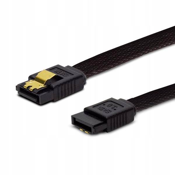 

Kabel Sata 30cm do dysk zatrzask oplot czarny gold