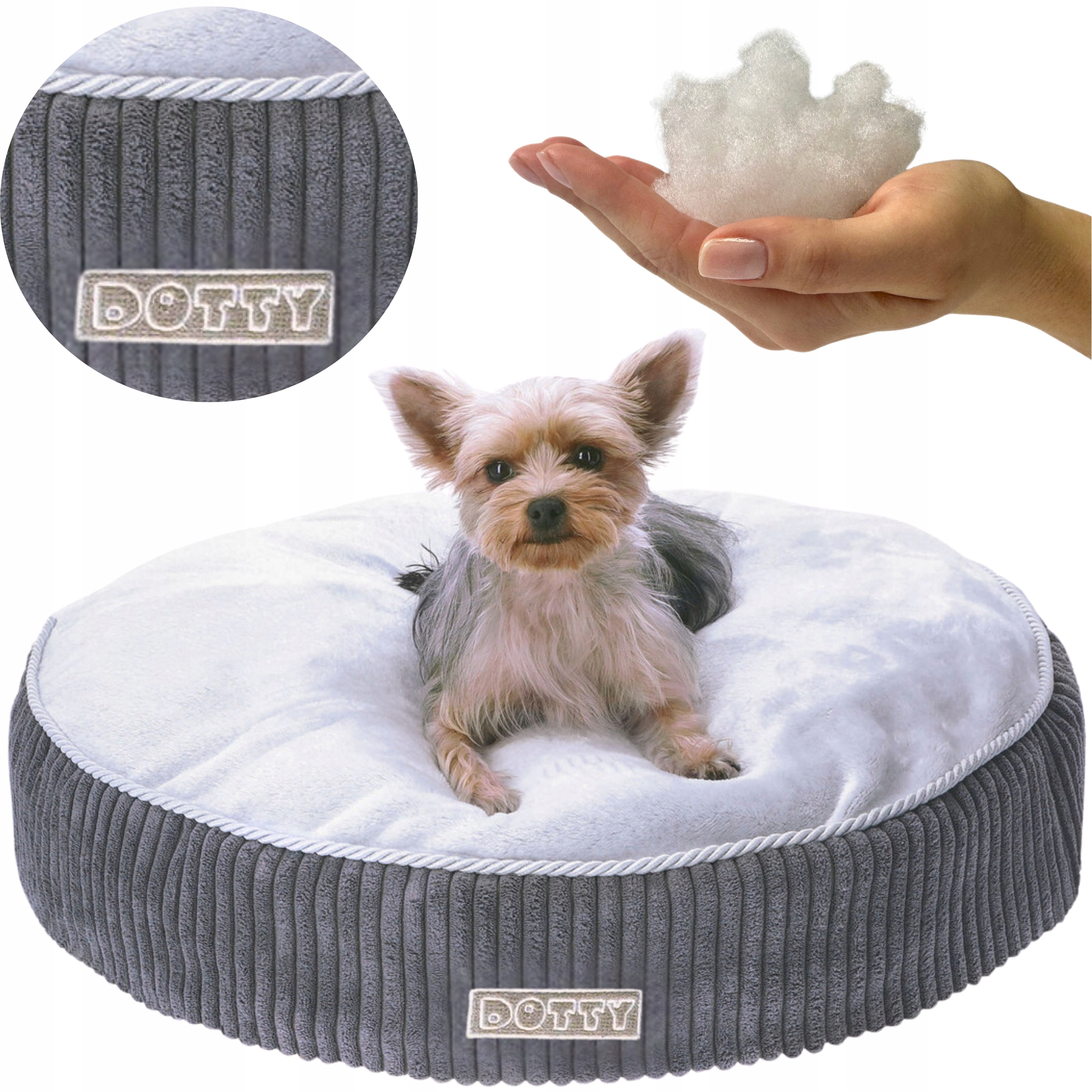 Pelíšek pro psa kulatý Dotty taburet polštář pro kočky plyš minky