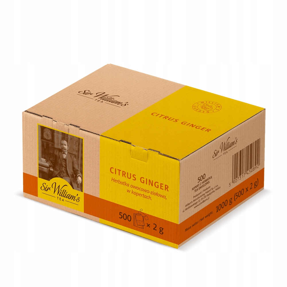 Herbata owocowo-ziołowa Sir William’s Tea Citrus Ginger imbir 500 Saszetek