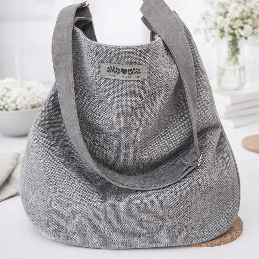 Velká šedá taška s výpletem XXL na rameno boho na pláž na léto hobo taška