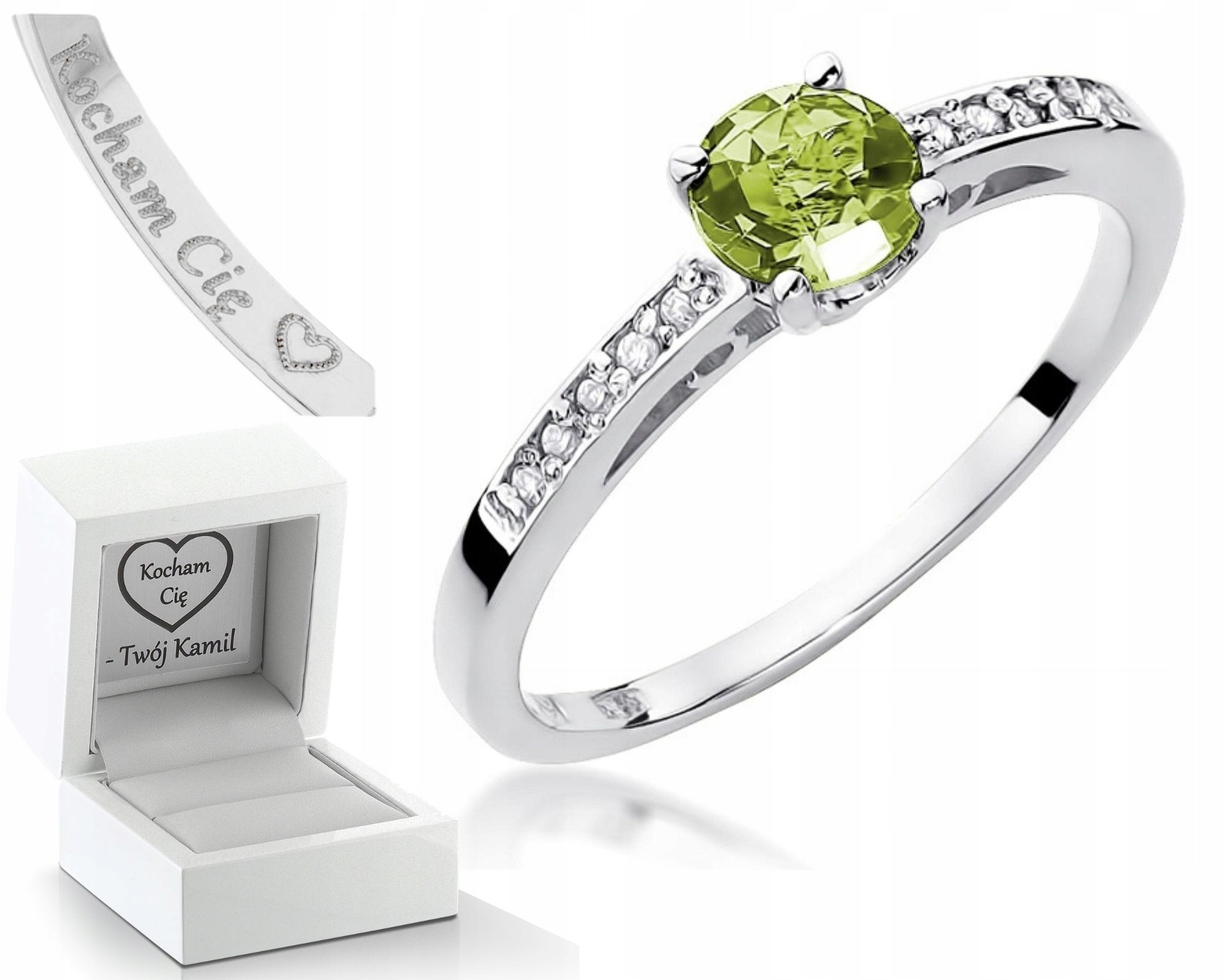 Prstýnek Olivínový Briliant Gravírování Bonus