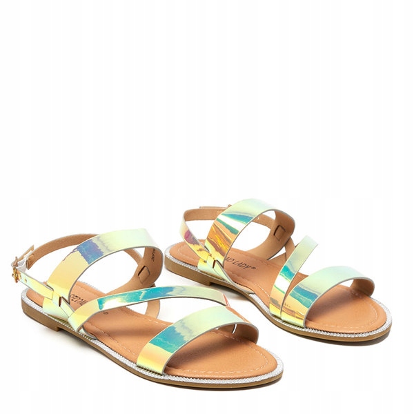 

Srebrne Sandały Damskie Holograficzne Ajazz 37