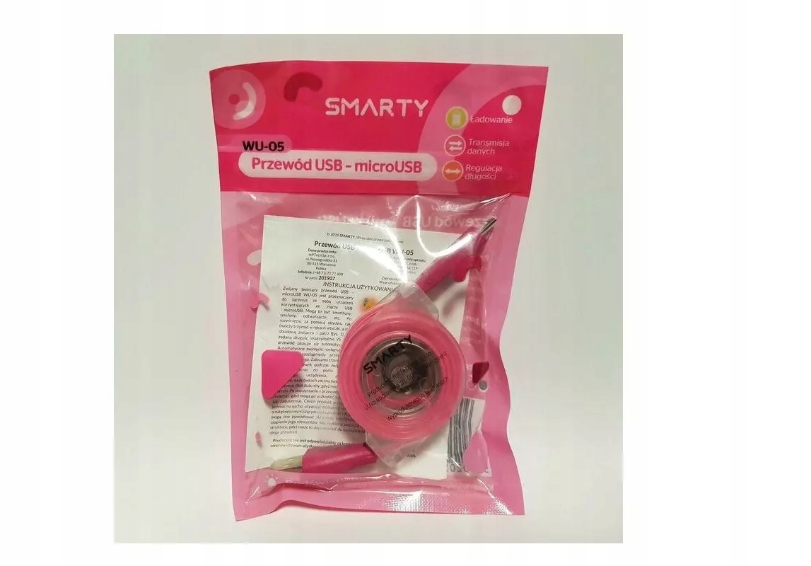 Przewód Usb Micro Usb Regulowany Różowy