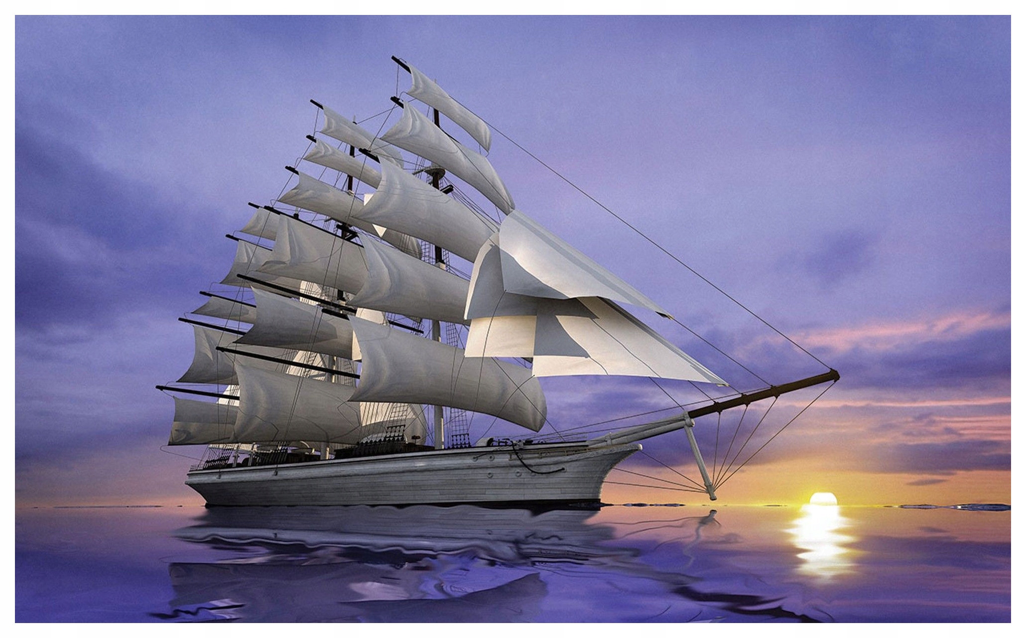 Fototapeta Západ slnka vinylová plachetnica 312x219 lepidlo